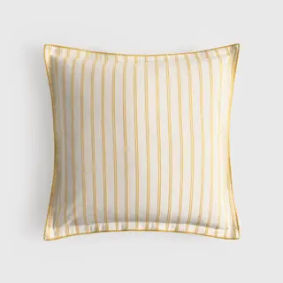 Funda De Cojín Algodón Con Diseño De Rayas Con Acabado Bordado En El Borde Kokocu Amarillo 55x55 cm