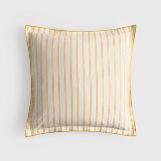 Funda De Cojín Algodón Con Diseño De Rayas Con Acabado Bordado En El Borde Kokocu Amarillo 55x55 cm