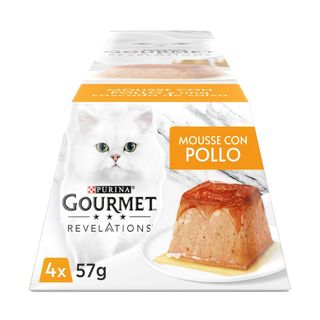 GOURMET REVELATION Comida Gatos Mousse Con Pollo 57G, Pk-4