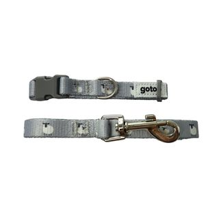 Gotoo Set de correa y collar con estampado ovejitas gris para cachorros