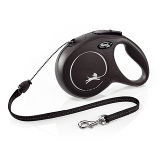 Flexi New Classic Correa de Cordón Extensible Negra para perros