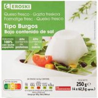 Queso Fresco Bajo Contenido De Sal Eroski 4X625 Gr. (20037172)