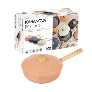 Padella alta 24 cm con coperchio rosa - Pot Art