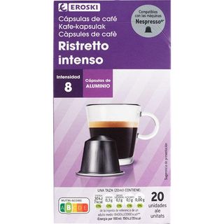 Café Ristreto Intenso Compatible Nespresso Eroski, Caja 20 Uds. (25458209)