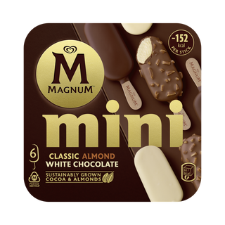 Gelado Mini Chocolate Clássico, Amêndoa e Chocolate Branco Magnum (emb. 330 ml (5 un))