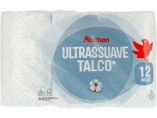 PAPEL HIGIÉNICO AUCHAN:ULTRASSUAVE TALCO 3F 12R