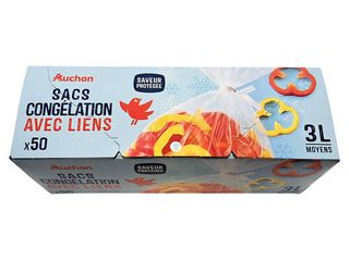 SACOS DE CONGELAÇÃO AUCHAN COM ATILHO MÉDIOS 3L