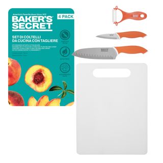 Set tagliere, 2 coltelli e pelapatate - Baker's Secret - MAS033286NOC