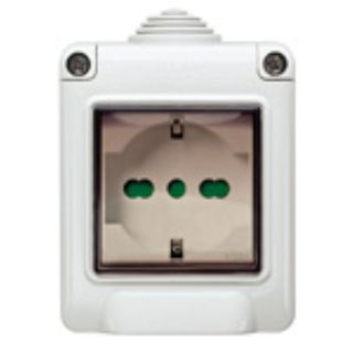 CONTENITORE PLANA CON PRESA UNIVERSALE IP55 GRIGIO