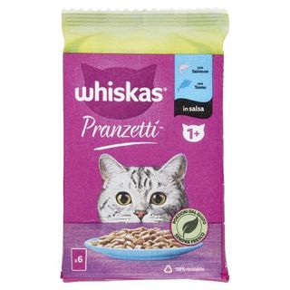 Whiskas Pranzetti Cibo Umido Gatto Con Salmone E Tonno In Salsa 6 X 50 G - 152912