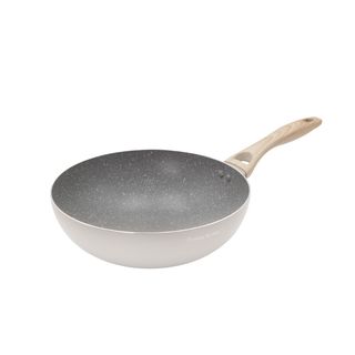 Wok 28 cm taupe -  scritta Cooking Therapy