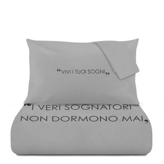 Parure copripiumino matrimoniale - antracite scritta