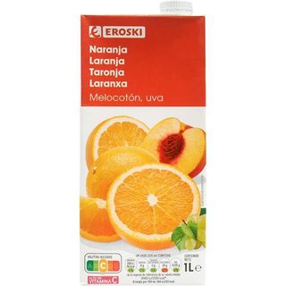 Zumo Naranja Y Melocotón Eroski, Brik 1 Litro