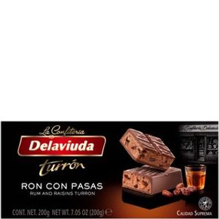 DELAVIUDA Turrón Chocolate Praliné De Ron Con Pasas 200 G