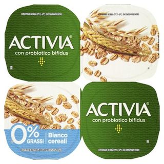 ACTIVIA Fibre, Yogurt con Probiotico Bifidus, 0% Grassi, Bianco Cereali, 4x125g