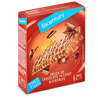 Barritas De Cereales Y Cacao Bañadas En Chocolate Con Leche Bicentury Caja 120 G