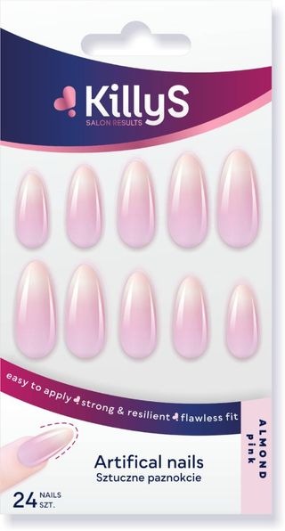 Killys Sztuczne paznokcie migdałki, Jasny róż