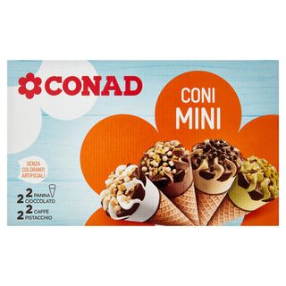 CONAD Mini Coni 2 Panna 2 Cioccolato 2 Caffè 2 Pistacchio 320 g - 8003170054240