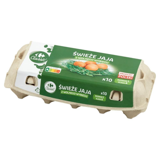 Carrefour Classic Świeże jaja z wolnego wybiegu L 10 sztuk