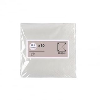 Set 50 Servilletas Blancas 2 Capas 20X20 Cm Carrefour Home