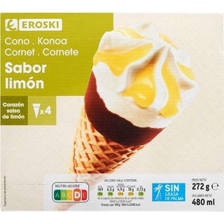 Cono Grande De Limón Eroski, Pack 4X120 Ml. (25473489)