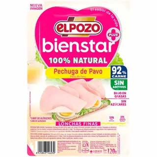 Pechuga De Pavo 100% Natural Elpozo Bienestar, 130 G