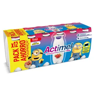 Yogur Líquido De Fresa Actimel Pack 12 X 100 G