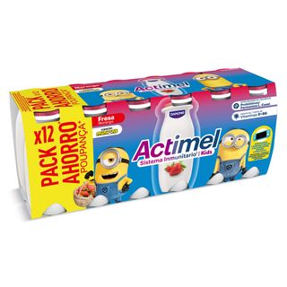 Yogur Líquido De Fresa Actimel Pack 12 X 100 G