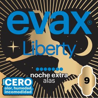 Compresa de noche extra con alas EVAX LIBERTY, paquete 9 uds(26255885)
