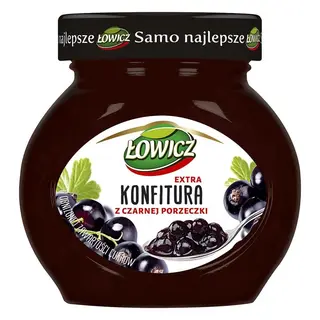 Łowicz Konfitura extra z czarnej porzeczki obniżonej zawartości cukrów 240 g