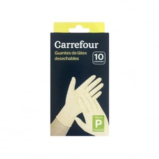 10 Guantes Desechables De Látex Carrefour P - Blanco