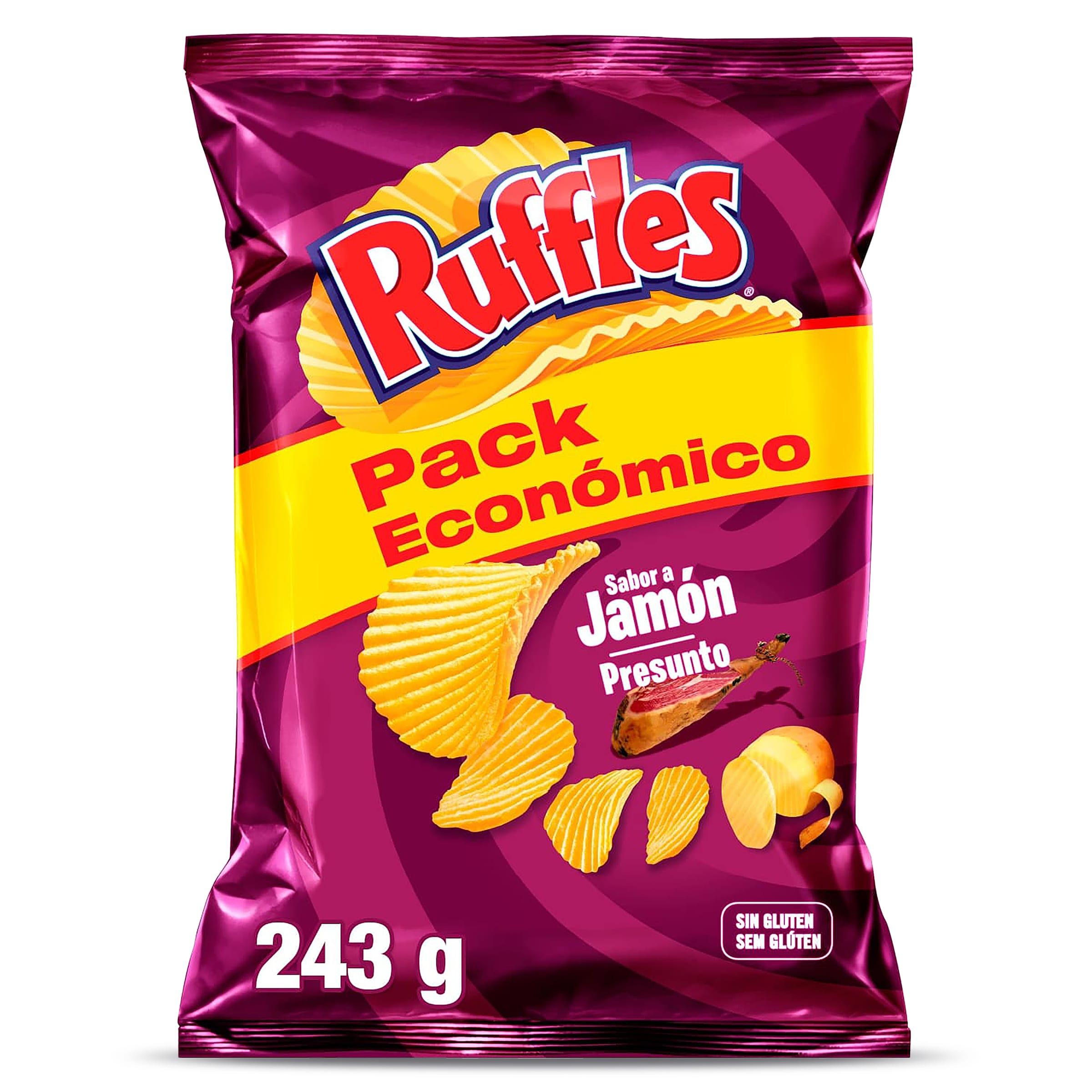 Patatas Fritas Onduladas Sabor A Jamón Ruffles Bolsa 243 G