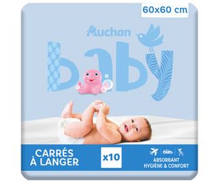 Cambiador Desechable Auchan Baby 60X60 X10