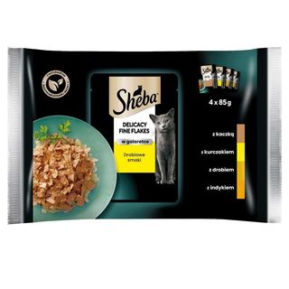 Sheba Delicacy Mokra karma dla dorosłych kotów w galaretce drobiowe smaki 340 g (4 x 85 g)