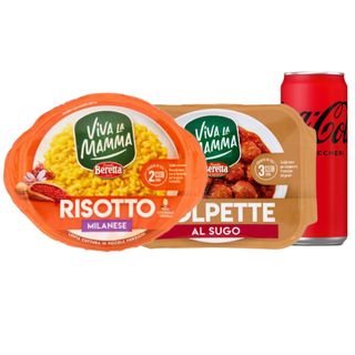 Pack Viva La Mamma Risotto Alla Milanese 250g, Polpette Al Sugo 220g & Coca-Cola Zero 330ml