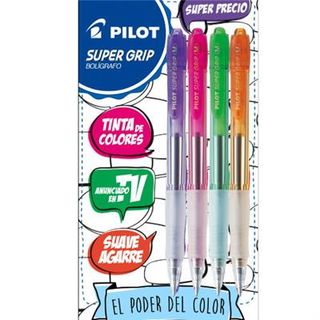 Bolígrafos Pilot Supergrip Neon (Pack De 4) (8422911010619)