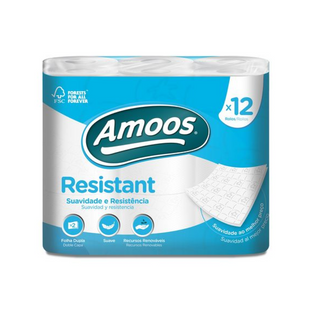 Amoos Resistant Papel Higiénico Folha Dupla 12un