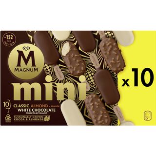Gelado Mini Chocolate Clássico, Amêndoa e Chocolate Branco Magnum (emb. 550 ml (10 un))