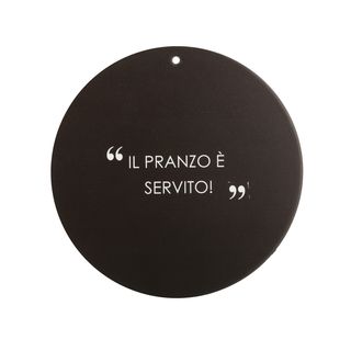 Sottopentola nero tondo 20 cm - con scritta in stoneware