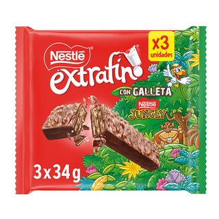 Nestlé Jungly Barrita de Chocolate Con Leche 3x34g