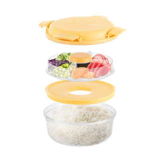 Lunch box per poke - tonda a scomparti giallo