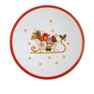 Piatto panettone natalizio Slitta - 31 cm porcellana