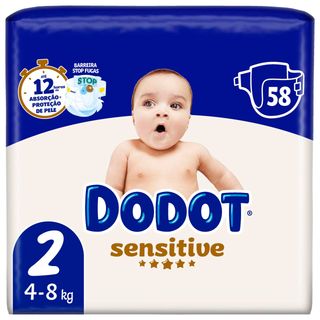 Fraldas Sensitive 4-8kg T2 Dodot (emb. 58 un)