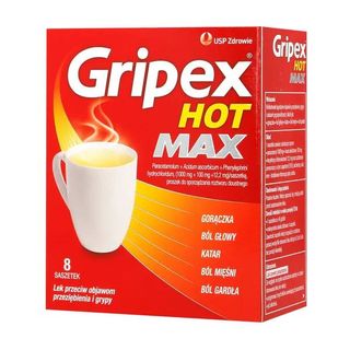 Gripex Hot Max 1000 mg + 100 mg + 12,2 mg/sasz. 8 saszetek