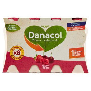 Danacol Yogurt Da Bere, Riduce Il Colesterolo Grazie Agli Steroli Vegetali, Frutti Rossi, 8X100G