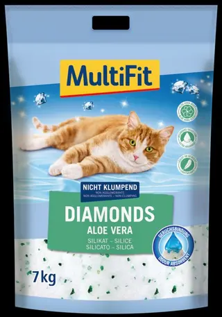 Żwirek dla kota MultiFit Diamonds Silicat Aloe Vera 16L