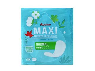 PENSOS HIGIÉNICOS AUCHAN MAXI NORMAL SEM ABAS BOLSA 18UN