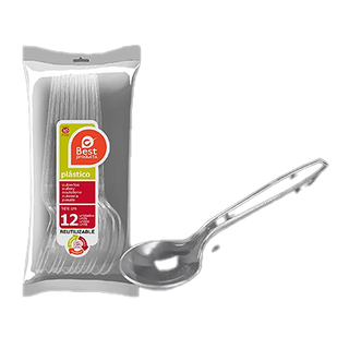 Cuchara Transparente Reutilizable 16,6Cm Best Products 12 Uds.