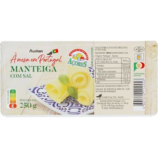 MANTEIGA AUCHAN À MESA EM PORTUGAL PASTEURIZADA COM SAL AÇORES 250G