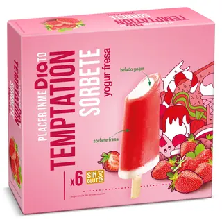 Helados Sabor Yogur Y Fresa Dia Temptation 6 X 43 G